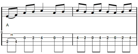Image of the 6th and 7th measures after adding a couple of notes.