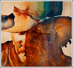 image of a dusty cowboy - watercolor Jani Freimann