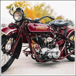 Image of an old restored Indian Motorcycle.